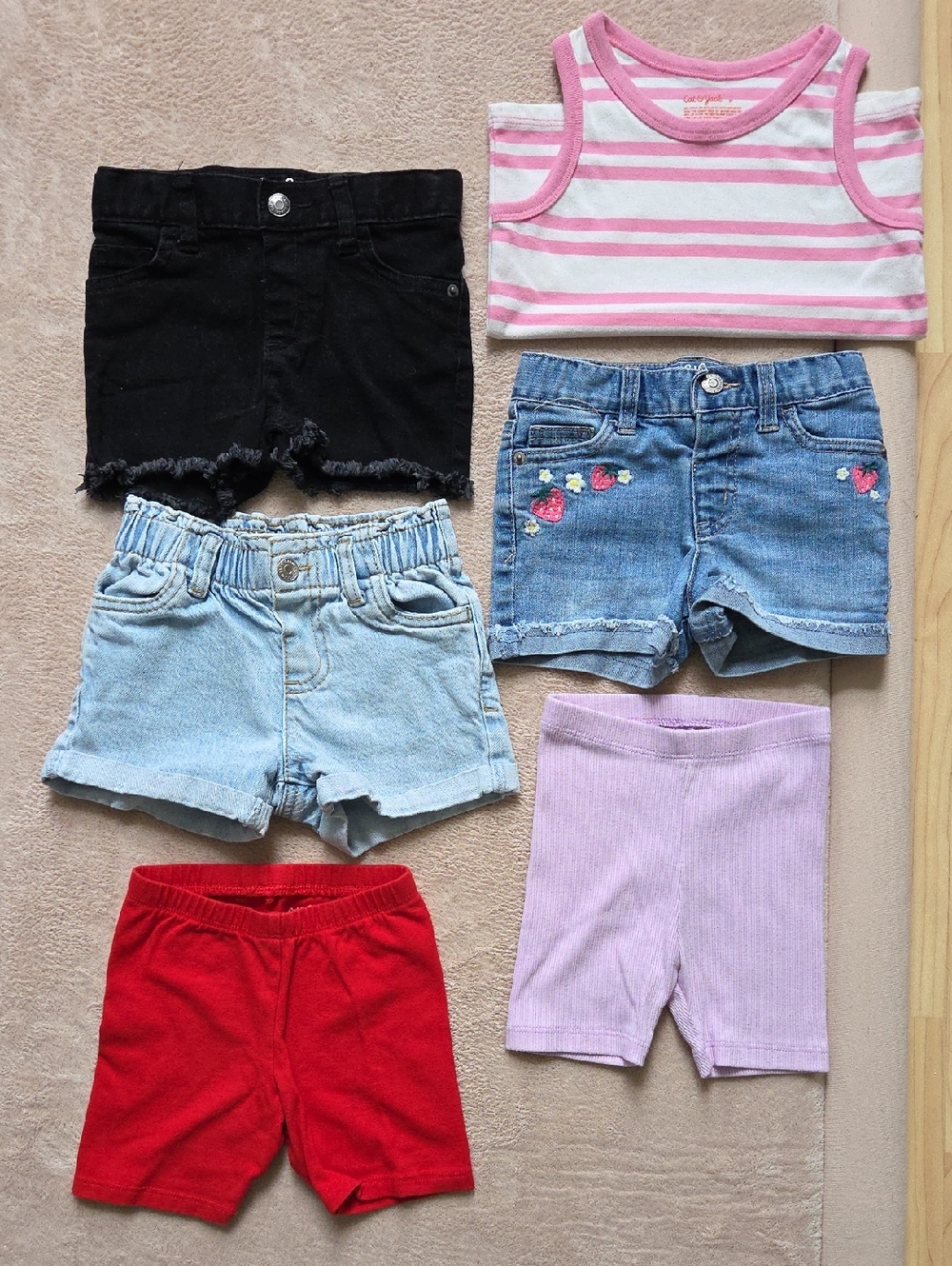 Cat & Jack Lot of Girls' Shorts (4) Tank (1) 2T